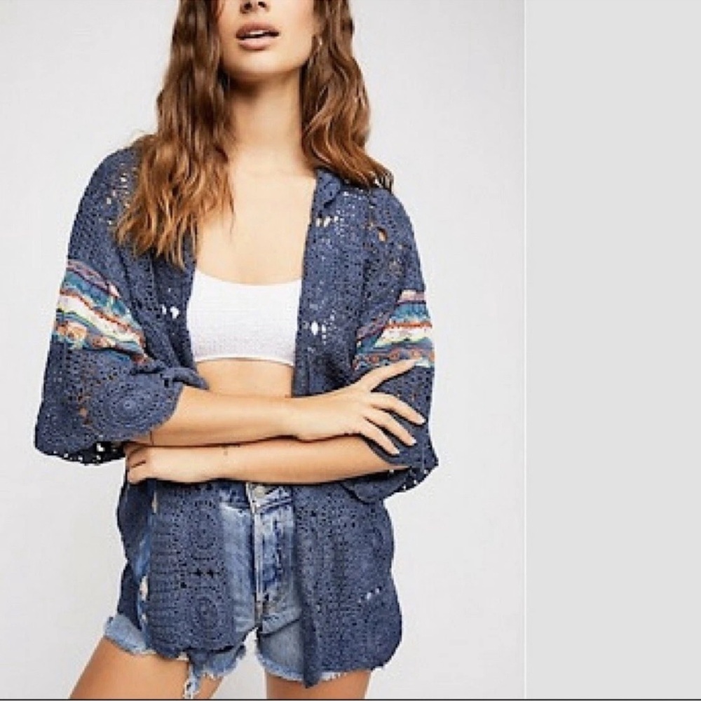 FREE PEOPLE Holi Crochet Kimono FP One Size